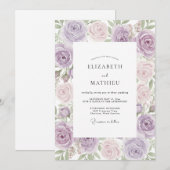 Invitation Mariage au pétale de lilas rose (Devant / Derrière)