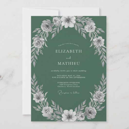 Invitation Mariage au pétale de mousse assourdie (Devant)