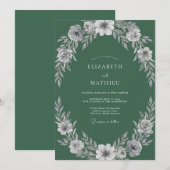 Invitation Mariage au pétale de mousse assourdie (Devant / Derrière)