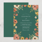 Invitation Mariage au pétale de moutarde corail (Devant / Derrière)