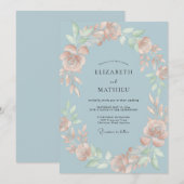 Invitation Mariage au pétale de pêche ardoise (Devant / Derrière)