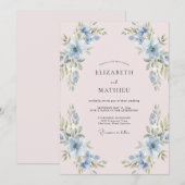 Invitation Mariage au pétale de pêche azur (Devant / Derrière)