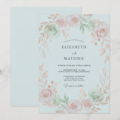 Invitation Mariage au pétale de pêche céleste (Devant / Derrière)