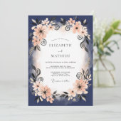 Invitation Mariage au pétale de pêche indigo (Debout devant)