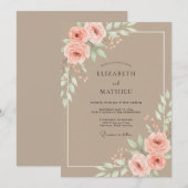 Invitation Mariage au pétale de pêche Sandy (Devant / Derrière)