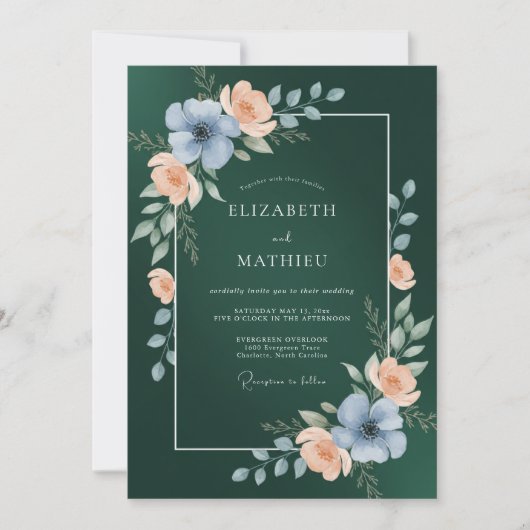 Invitation Mariage au pétale de pervenche de forêt (Devant)