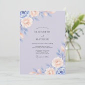 Invitation Mariage au pétale de pervenche lilac (Debout devant)