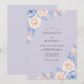 Invitation Mariage au pétale de pervenche lilac (Devant / Derrière)