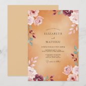 Invitation Mariage au pétale de prune ambre (Devant / Derrière)