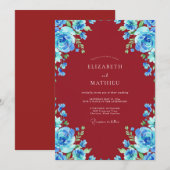Invitation Mariage au pétale de saphir écarlate (Devant / Derrière)