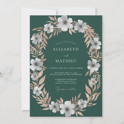 Invitation Mariage au pétale de teinte sarcelle profonde (Devant)