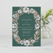 Invitation Mariage au pétale de teinte sarcelle profonde (Debout devant)