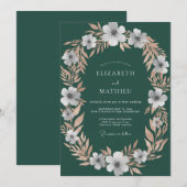 Invitation Mariage au pétale de teinte sarcelle profonde (Devant / Derrière)