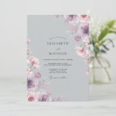 Invitation Mariage au pétale de violette argentée (Debout devant)
