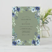 Invitation Mariage au pétale d'Indigo Olive (Debout devant)
