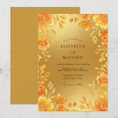 Invitation Mariage au pétale d'ocre doré (Devant / Derrière)