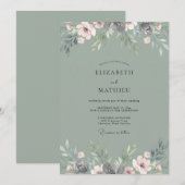 Invitation Mariage au pétale d'olive atténué (Devant / Derrière)