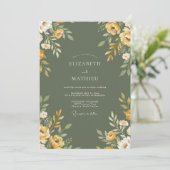Invitation Mariage au pétale d'or olive (Debout devant)