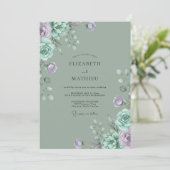 Invitation Mariage au pétale mauve céladon (Debout devant)