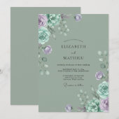 Invitation Mariage au pétale mauve céladon (Devant / Derrière)
