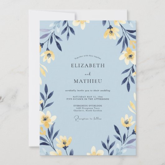 Invitation Mariage au pétale ocre céleste (Devant)