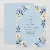 Invitation Mariage au pétale ocre céleste (Devant / Derrière)