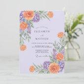 Invitation Mariage au pétale orange lilas (Debout devant)