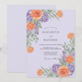 Invitation Mariage au pétale orange lilas (Devant / Derrière)