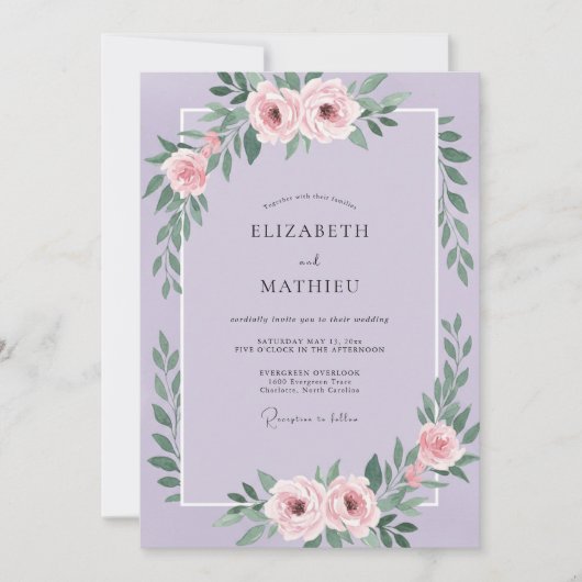 Invitation Mariage au pétale rose d'orchidée (Devant)
