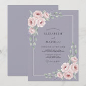 Invitation Mariage au pétale violet ardoise (Devant / Derrière)