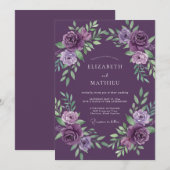 Invitation Mariage au pétale violet profond (Devant / Derrière)