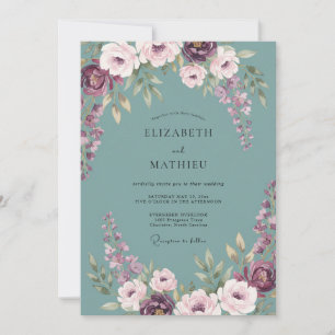 Invitation Mariage au Pétales d'Améthyste Ardoise