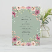 Invitation Mariage au Pétales de Pêche Céladon (Debout devant)