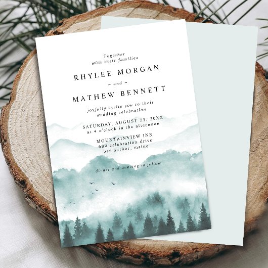 Invitation Mariage au pin de montagne rustique