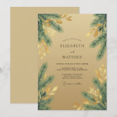 Invitation Mariage au pinède dorée d'eucalyptus (Devant / Derrière)