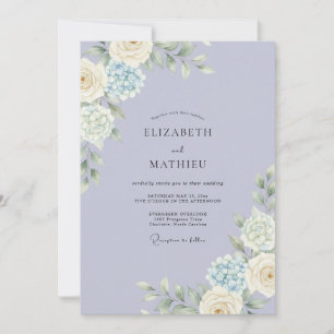 Invitation Mariage au Pivoine Blanche Céleste