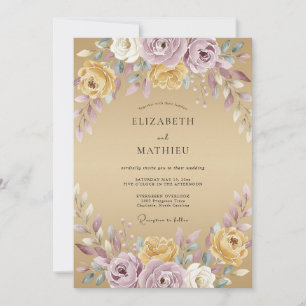 Invitation Mariage au Pivoine Or Lilas