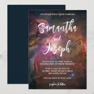 Invitation Mariage au Planétarium Nébuleuse d'Orion Rose Bleu