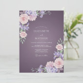 Invitation Mariage au plum Hydrangea Eucalyptus (Debout devant)