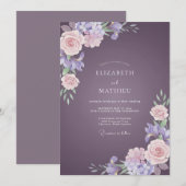 Invitation Mariage au plum Hydrangea Eucalyptus (Devant / Derrière)