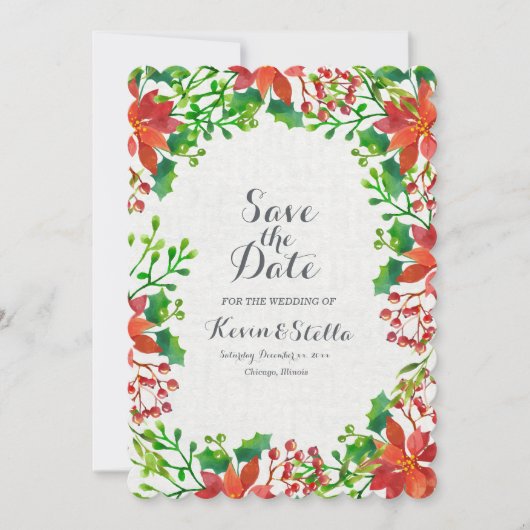 Invitation Mariage au Poinsettia (Devant)