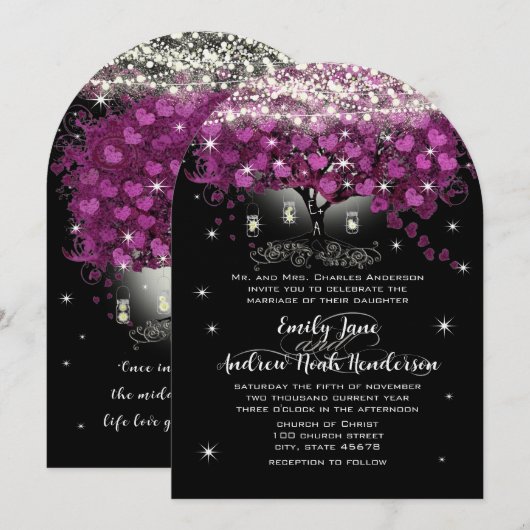 Invitation Mariage au pot Mason radiant violet (Devant / Derrière)