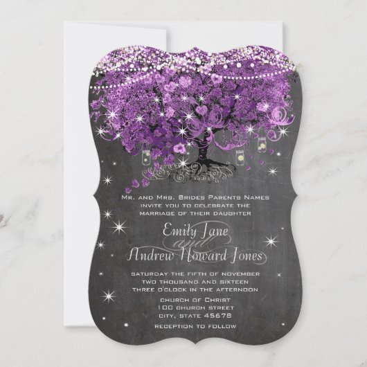 Invitation Mariage au pot Mason radiant violet (Devant)