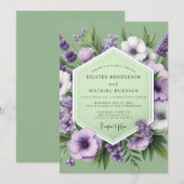 Invitation Mariage au Pré de Lilas Sage (Devant / Derrière)