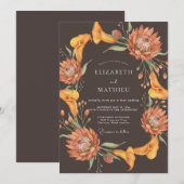 Invitation Mariage au Protée Eucalyptus Orange Brûlé (Devant / Derrière)