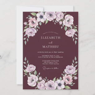 Invitation Mariage au Prune Lilas Ranunculus Eucalyptus