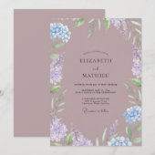 Invitation Mariage au Prunier Hydrangea Eucalyptus (Devant / Derrière)