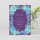 Invitation Mariage au Purple Cyan Hydrangea Eucalyptus (Debout devant)