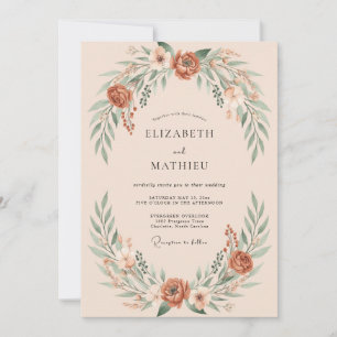 Invitation Mariage au rameau d'olivier en terre cuite Eucalyp
