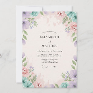 Invitation Mariage au Ranunculus à la Menthe et au Péché Muet